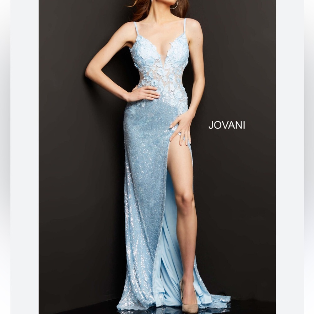 NWT Jovani Sz 20 Sky Blue Sequin Prom Dress
